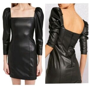 Alice + Olivia Frances Vegan Leather Puff Sleeve Mini Dress Size 2